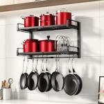 Expandable Wall-Mounted Pot Rack with Hooks