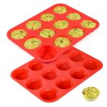 CAKETIME Nonstick Silicone Muffin Pan - 12 Cups