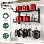 Expandable Wall-Mounted Pot Rack with Hooks