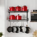 Expandable Wall-Mounted Pot Rack with Hooks