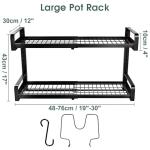 Expandable Wall-Mounted Pot Rack with Hooks