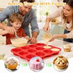 CAKETIME Nonstick Silicone Muffin Pan - 12 Cups