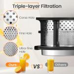 Ventray Slow Masticating Juicer with Large Feed Chute