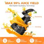 Masticating Juicer with Wide Feed Chute