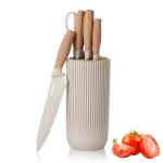 Knife Set, Wiztoynia 6-Piece Khaki Kitchen Knife Set for Home, Anti-Rust Non-stick Stainless Steel Sharp Chef Knife Sets with Universal Knife Block for Kitchen, Ergonomical Design (Khaki)