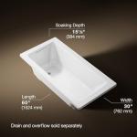 Kohler 1946-0 Archer® 60" x 30" drop-in bath, White