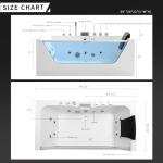 Empava 59 x 29" Whirlpool Tub,750W Acrylic Jetted Bathtub with 11 Jets,Hydromassage with Chromatherapy,3-Side Apron,58 Gallons,ETL Certified