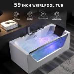 Empava 59 x 29" Whirlpool Tub,750W Acrylic Jetted Bathtub with 11 Jets,Hydromassage with Chromatherapy,3-Side Apron,58 Gallons,ETL Certified