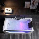 Empava 59 x 29" Whirlpool Tub,750W Acrylic Jetted Bathtub with 11 Jets,Hydromassage with Chromatherapy,3-Side Apron,58 Gallons,ETL Certified