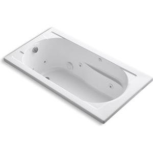 Kohler 1357-0 Devonshire 60" x 32" Drop-in Whirlpool Bathtub with Reversible Drain, Whirlpool Tub with 8 Adjustable Jets, White