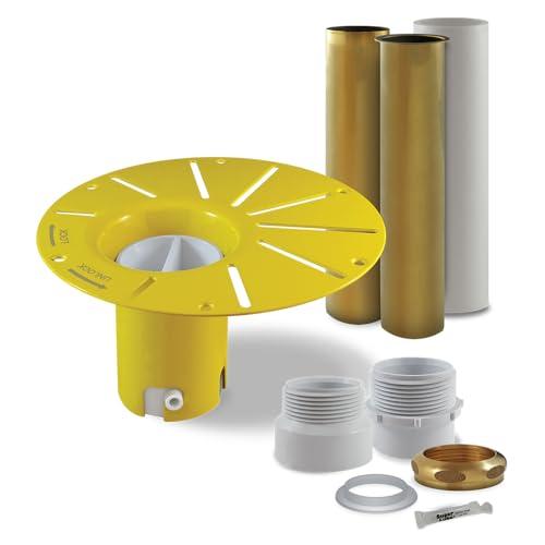 Drop-In Drain Freestanding Bathtub Drain Kit – Rough-in Installation System, White PVC & Brass Plumbing Pipes, Fits 1-1/2" Threaded Male & Female Drains, Leak-Proof DIY Install