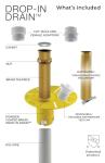 Drop-In Drain Freestanding Bathtub Drain Kit – Rough-in Installation System, White PVC & Brass Plumbing Pipes, Fits 1-1/2" Threaded Male & Female Drains, Leak-Proof DIY Install