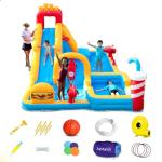 AirMyFun Inflatable Water Park, Water Slides for Kids Backyard, Bounce House for Kids 3-8 Outdoor| Paddling Pool - Boxing Ring, Climbing Wall - Spacious Splash Zone - Includes Patch Kit & Blower
