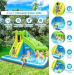 TOAOB Inflatable Water Slide：5 in 1 Crocodile Bounce House Water Park for Kids - Climbing Wall Splash Pool Water Cannon Basketball Rim - 480W Blower - for Indoor Outdoor Backyard Birthday Party