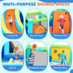 FBSPORT Inflatable Bounce House, Water Slide Park Slide Bouncer with Ball Shooting, Climbing Wall, Jumping and Splash Pool, Kids Bouncy Castle with 450W Air Blower for Outdoor Backyard
