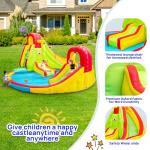 WELLFUNTIME Inflatable Water Park with Blower, Jumping Castle 2 Slides, Climbing Wall, Water Gun, Lounge and Basketball Hoop, 165 x 165 x 90.5 Inch