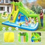 TOAOB Inflatable Water Slide：5 in 1 Crocodile Bounce House Water Park for Kids - Climbing Wall Splash Pool Water Cannon Basketball Rim - 480W Blower - for Indoor Outdoor Backyard Birthday Party