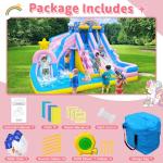 Culaluva Inflatable Water Slide: 6 in 1 Blow Up Bounce House for Kids 3-12 - Climbing Wall Splash Pool Cannon 2 Slides Basketball Rim - 550W Blower - for Backyard Outdoor Birthday