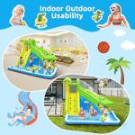 TOAOB Inflatable Water Slide：5 in 1 Crocodile Bounce House Water Park for Kids - Climbing Wall Splash Pool Water Cannon Basketball Rim - 480W Blower - for Indoor Outdoor Backyard Birthday Party