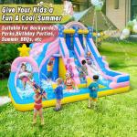 Culaluva Inflatable Water Slide: 6 in 1 Blow Up Bounce House for Kids 3-12 - Climbing Wall Splash Pool Cannon 2 Slides Basketball Rim - 550W Blower - for Backyard Outdoor Birthday