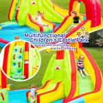 WELLFUNTIME Inflatable Water Park with Blower, Jumping Castle 2 Slides, Climbing Wall, Water Gun, Lounge and Basketball Hoop, 165 x 165 x 90.5 Inch