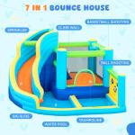 FBSPORT Inflatable Bounce House, Water Slide Park Slide Bouncer with Ball Shooting, Climbing Wall, Jumping and Splash Pool, Kids Bouncy Castle with 450W Air Blower for Outdoor Backyard
