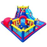 Inflatable Water Slide Park for Party Fun,15x15FT,Big Splash Pool,Long&Short Slides,Fun Crawl Tunnel,Basketball Hoop,GFCI Blower,Bounce Castle for Kids