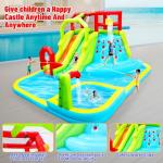 WELLFUNTIME Inflatable Water Slide Park, Bouncy Castle with Deep Pool, 191 x 157.5 x 100 Inch, Jumping Castle with Air Blower