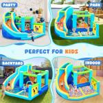 FBSPORT Inflatable Bounce House, Water Slide Park Slide Bouncer with Ball Shooting, Climbing Wall, Jumping and Splash Pool, Kids Bouncy Castle with 450W Air Blower for Outdoor Backyard