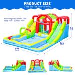 WELLFUNTIME Inflatable Water Double Slides Park with Blower, Shade Tent Bounce House with 2 Climbing Walls, 3 Water Pools, 226x168x98 Inch