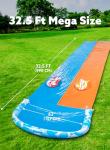 JOYIN 32.5FT Water Slide and 2 Inflatable Boards, Extra Long Double Lawn Heavy Duty Splash Mat Pad with Sprinkler for Kids Adults Backyard Summer Water Toy Outdoor Fun, Blue, Orange