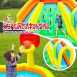 WELLFUNTIME Inflatable Water Double Slides Park, Bounce House with Arched Water Gun Spray, Jumping Castle with Air Blower