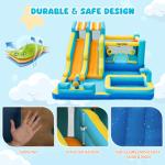 FINCOME Inflatable Bounce House, 10 in 1 Double Water Slide Bounce House with 750W Blower, Climbing Wall, Jumping, Water Gun, Splash Pool, Basketball Hoop for Kids Indoor Outdoor Backyard