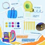 Outsunny Inflatable Water Slide Bounce House with Trampoline, Climbing Wall, Water Cannon, Basketball Hoop, Splash Pool, 450W Blower, Unicorn Themed Bouncy House for Kids 3-8 Years Old