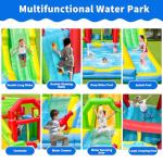 WELLFUNTIME Inflatable Water Double Slides Park with Blower, Shade Tent Bounce House with 2 Climbing Walls, 3 Water Pools, 226x168x98 Inch