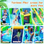 FBSPORT Inflatable Bounce House Water Slide Park, Double Slide Bouncer Castle with 550W Air Blower, Climbing Wall, Jumping Area, Toss Rings, Basketball, Splash, Bouncy House for Backyard Outdoor