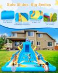 Inflatable Water Slide, 13FT Shark-Themed Large Bounce House with Dual Slides, Climbing Wall, Deep Pool, Water Cannon, 680W Blower, Storage Bag, Backyard Blow Up Water Park for Kids Aged 3–10