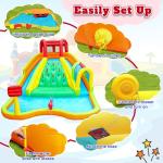 WELLFUNTIME Inflatable Water Double Slides Park, Bounce House with Arched Water Gun Spray, Jumping Castle with Air Blower