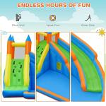 Costzon Inflatable Water Slide, Giant Bouncy Water Park Jump Castle Waterslide for Kids Backyard Outdoor Fun with Climbing Wall, Splash Pool, Blow up Water Slides Inflatables for Kids Party Gifts