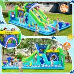 FBSPORT Inflatable Bounce House Water Slide Park, Double Slide Bouncer Castle with 550W Air Blower, Climbing Wall, Jumping Area, Toss Rings, Basketball, Splash, Bouncy House for Backyard Outdoor