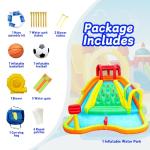 WELLFUNTIME Inflatable Water Double Slides Park, Bounce House with Arched Water Gun Spray, Jumping Castle with Air Blower