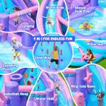 Easyair Inflatable Bounce House Water Slide Combo, Blow Up Water Slides for Backyard, Kids Jumper with Climbing Wall, Basketball Hoop, Splash Pool with Blower