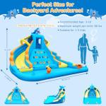 Inflatable Water Slide, 13FT Shark-Themed Large Bounce House with Dual Slides, Climbing Wall, Deep Pool, Water Cannon, 680W Blower, Storage Bag, Backyard Blow Up Water Park for Kids Aged 3–10
