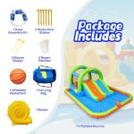 WELLFUNTIME Inflatable Jumping Castle with Blower, and Bouncy House with Double Slide with Basketball Ring, Jumping Area for 3 Kids