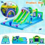 FBSPORT Inflatable Bounce House Water Slide Park, Double Slide Bouncer Castle with 550W Air Blower, Climbing Wall, Jumping Area, Toss Rings, Basketball, Splash, Bouncy House for Backyard Outdoor