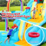 WELLFUNTIME Inflatable Water Double Slides Park with Blower, Bouncy Castle with Rainbow Water Curtain, with Shooting and Rock Climbing