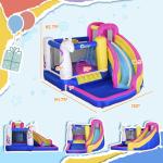 Outsunny Inflatable Water Slide Bounce House with Trampoline, Climbing Wall, Water Cannon, Basketball Hoop, Splash Pool, 450W Blower, Unicorn Themed Bouncy House for Kids 3-8 Years Old