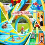 WELLFUNTIME Inflatable Water Double Slides Park with Blower, Bouncy Castle with Rainbow Water Curtain, with Shooting and Rock Climbing