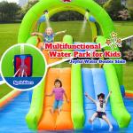 WELLFUNTIME Inflatable Jumping Castle with Blower, and Bouncy House with Double Slide with Basketball Ring, Jumping Area for 3 Kids