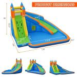 Costzon Inflatable Water Slide, Giant Bouncy Water Park Jump Castle Waterslide for Kids Backyard Outdoor Fun with Climbing Wall, Splash Pool, Blow up Water Slides Inflatables for Kids Party Gifts